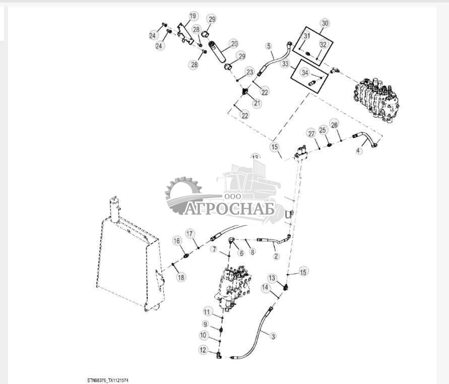 Гидравлическая система однорычажного управления погрузчиком, ручное управление (232970 